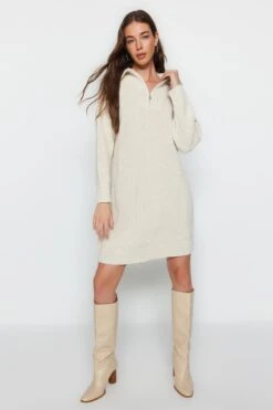 Trendyol Collection Kleid - Grau - Strickkleid Damen Kleider 661500718