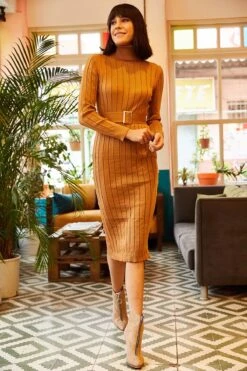 Olalook Kleid - Braun - Bodycon Damen Kleider 62341824