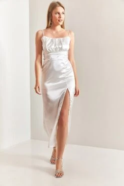 Bianco Lucci Kleid - Weiß - Wickelschnitt Damen Kleider 717590309