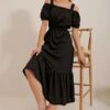 Trend Alaçatı Stili Kleid - Schwarz - A-Linie Damen Kleider 704795593