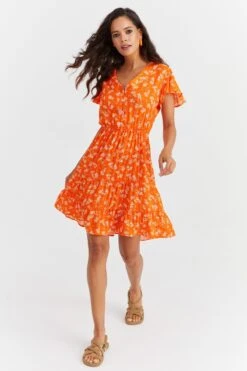 Cool & Sexy Kleid - Orange - Basic Damen Kleider 313360888