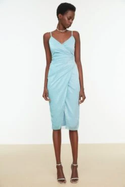 Trendyol Collection Kleid - Blau - Wickelschnitt Damen Kleider 41690926