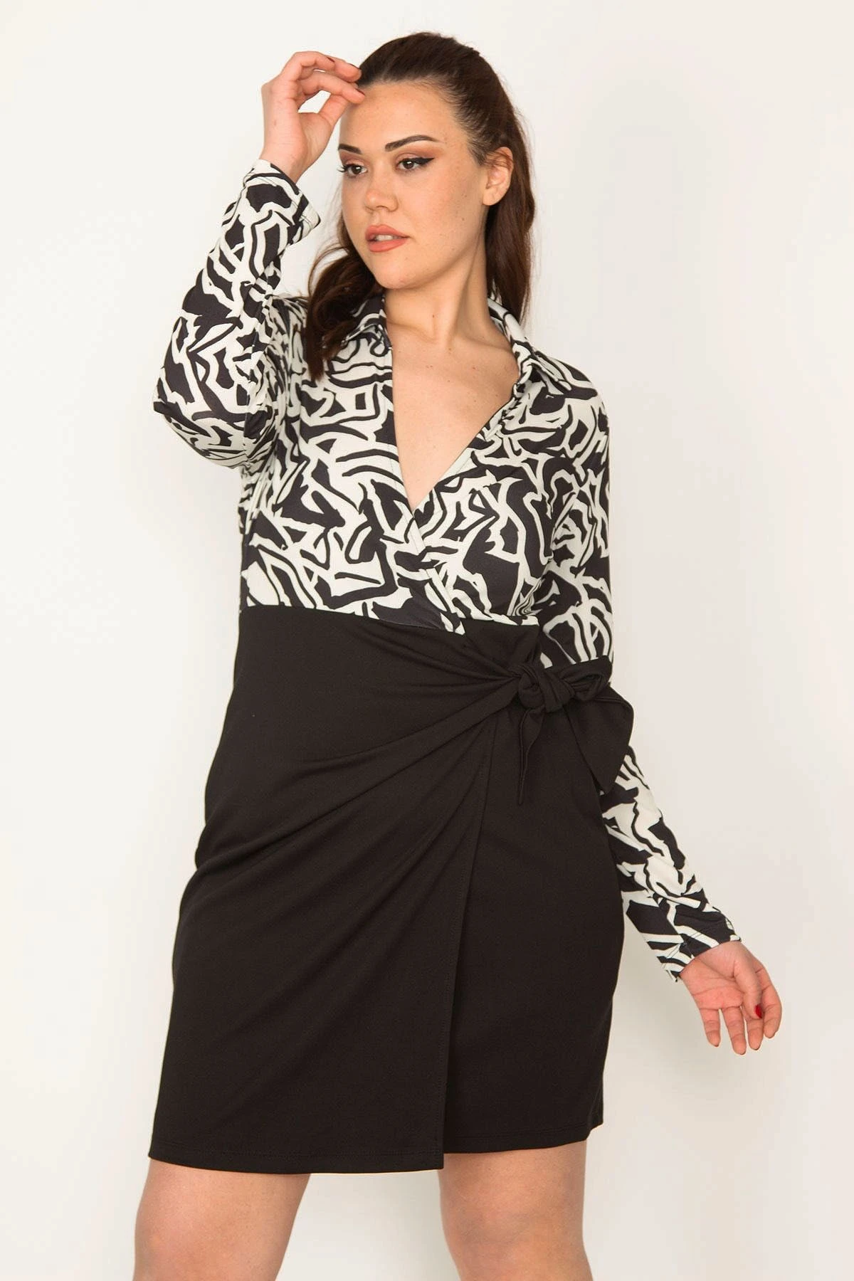 Şans Große Größen In Kleid - Schwarz - Wickelschnitt Damen Kleider 280851454 3 Şans Große Größen In Kleid - Schwarz - Wickelschnitt Damen Kleider 280851454