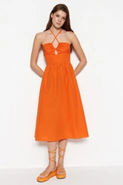 Trendyol Collection Kleid - Orange - A-Linie Damen Kleider 382143377