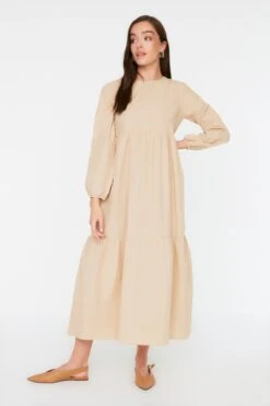 TRENDYOL MODEST Kleid - Beige - Skater Damen Kleider 193270943