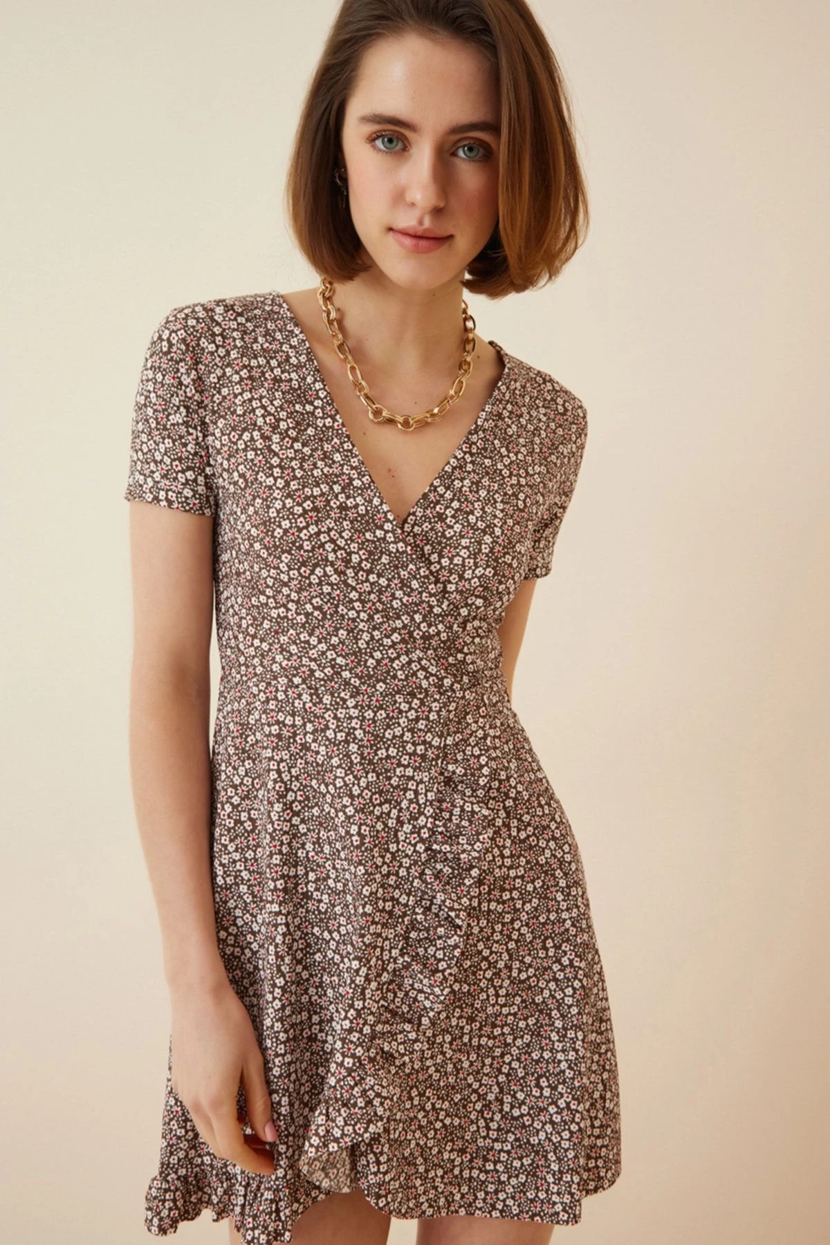 Happiness İstanbul Kleid - Beige - Skater Damen Kleider 259184356 3 Happiness İstanbul Kleid - Beige - Skater Damen Kleider 259184356