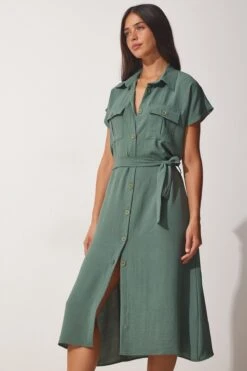 Happiness İstanbul Kleid - Khaki - Blusenkleid