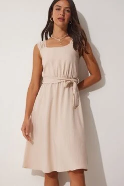 Happiness İstanbul Kleid - Beige - A-Linie Damen Kleider 710801403