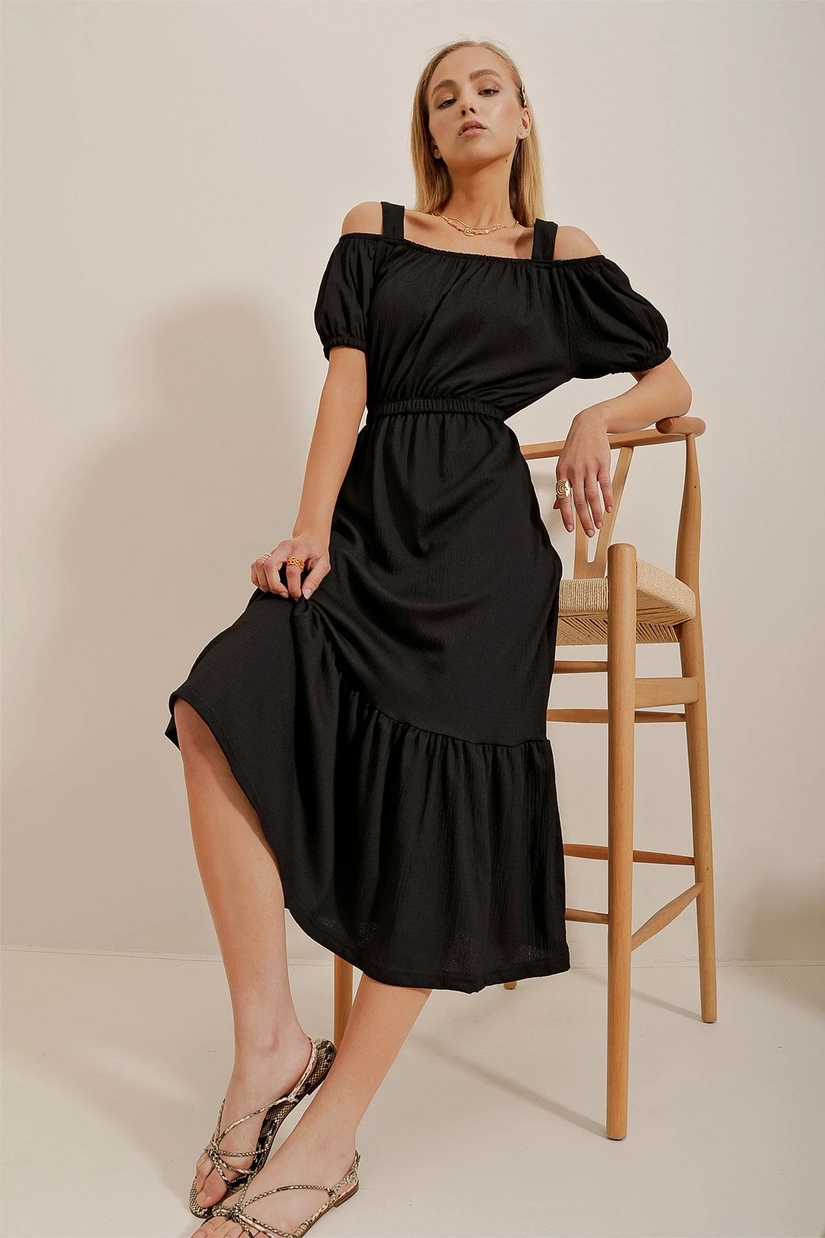 Trend Alaçatı Stili Kleid - Schwarz - A-Linie Damen Kleider 704795593 4 Trend Alaçatı Stili Kleid - Schwarz - A-Linie Damen Kleider 704795593 – Bild 2