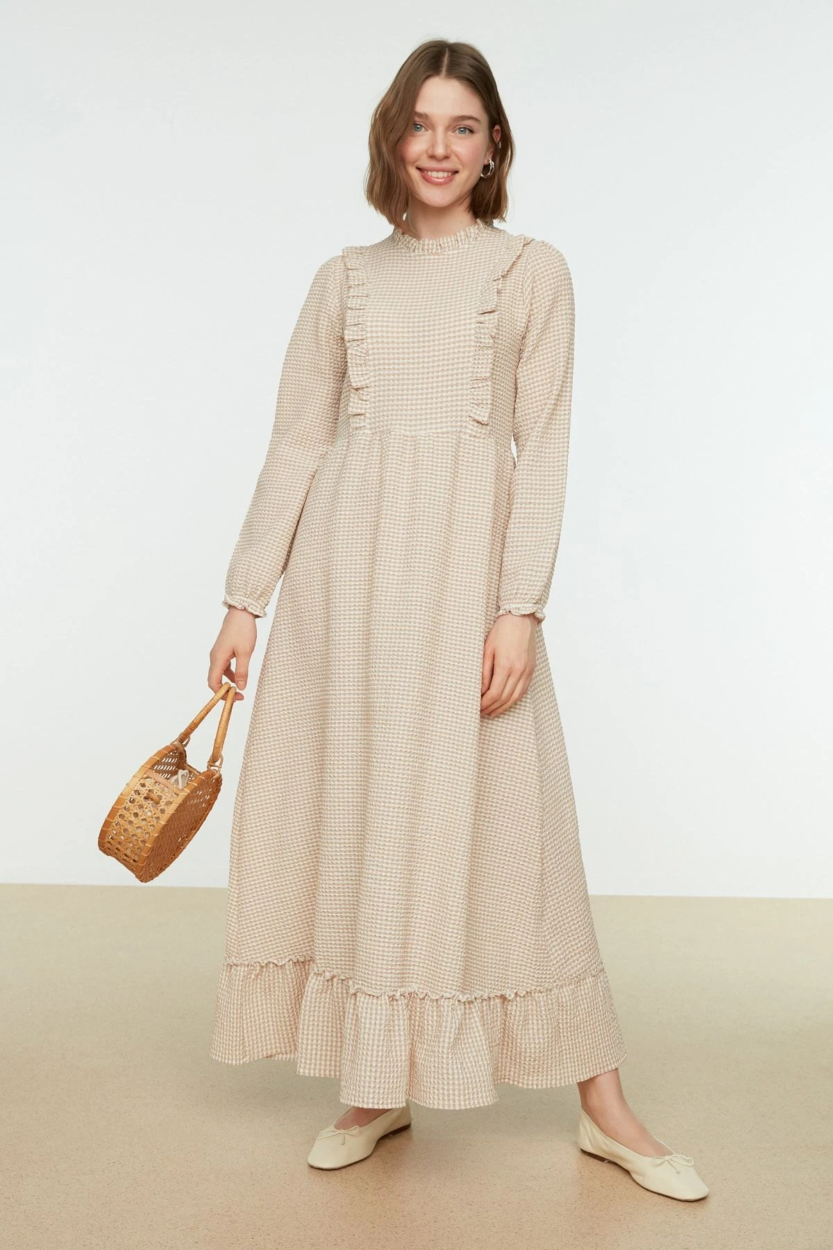 TRENDYOL MODEST Kleid - Beige - Skater 4 TRENDYOL MODEST Kleid - Beige - Skater – Bild 2