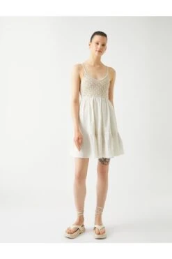 Koton Kleid - Ecru - A-Linie Damen Kleider 733473944