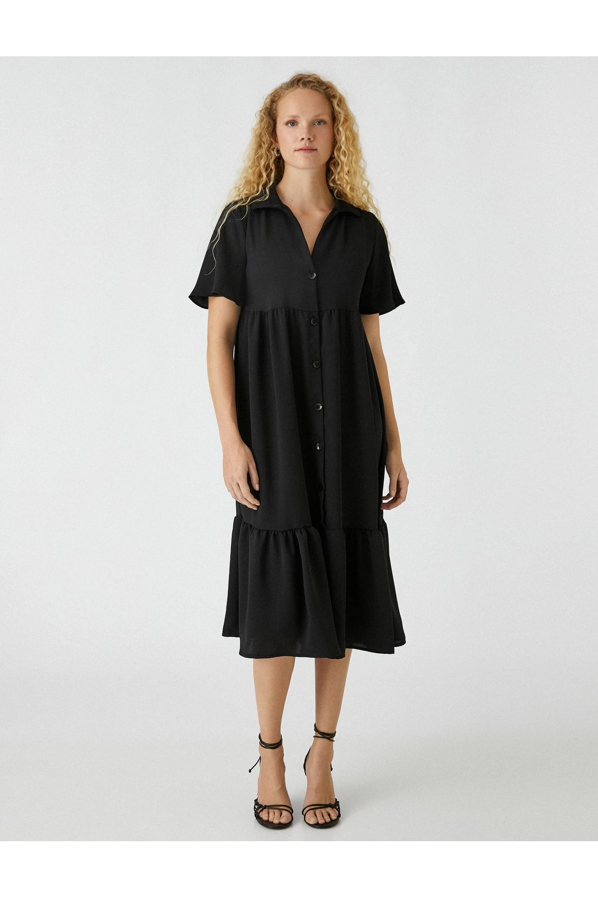 Koton Kleid - Schwarz - Gerüschter Saum Damen Kleider 360384136 5 Koton Kleid - Schwarz - Gerüschter Saum Damen Kleider 360384136 – Bild 3