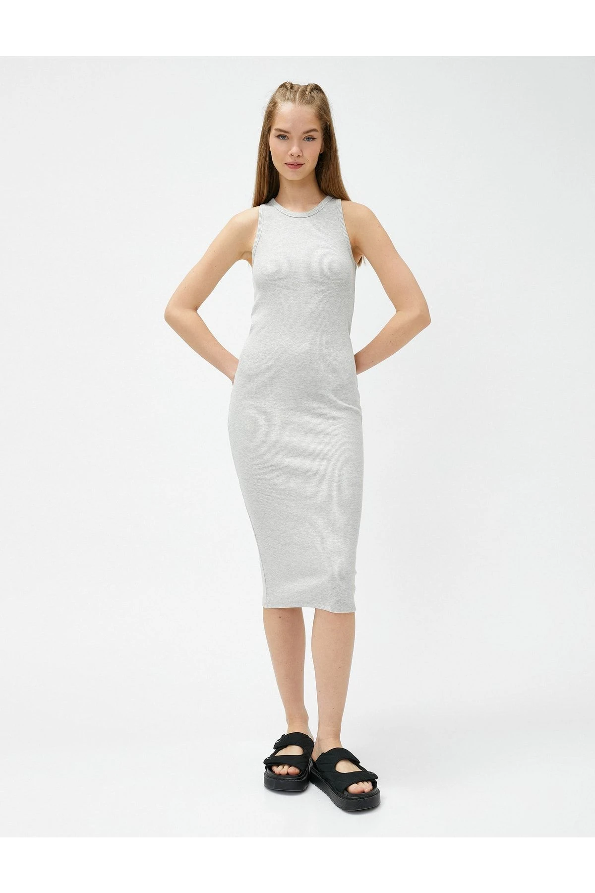 Koton Kleid - Grau - Wickelschnitt Damen Kleider 692356782 5 Koton Kleid - Grau - Wickelschnitt Damen Kleider 692356782 – Bild 3