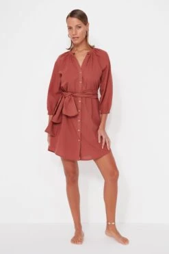 Trendyol Collection Kleid - Braun - Blusenkleid Damen Kleider 468577680 -KleidTraum Verkäufe 402 org zoom