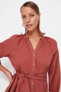 Trendyol Collection Kleid - Braun - Blusenkleid Damen Kleider 468577680 -KleidTraum Verkäufe 414 org zoom