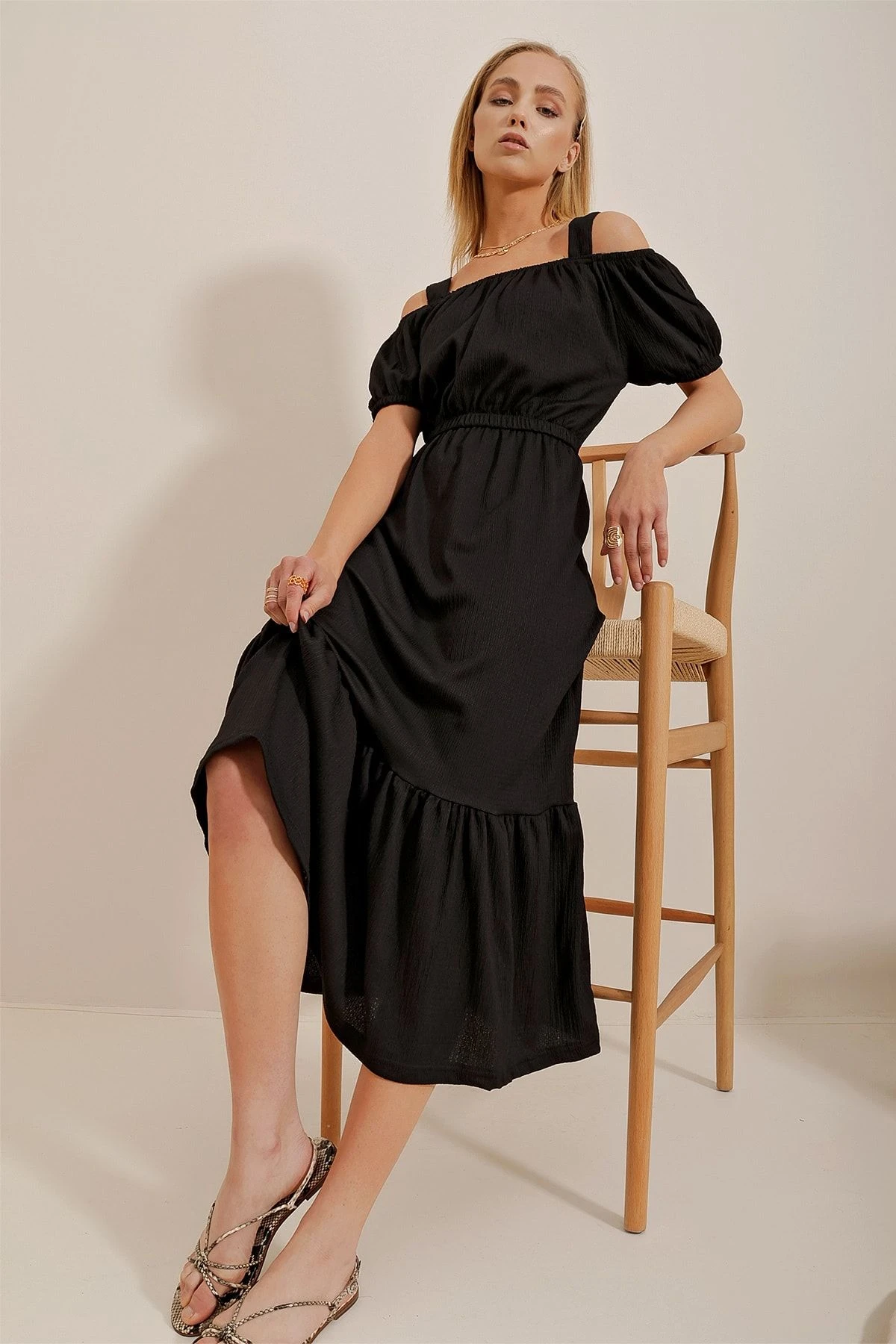 Trend Alaçatı Stili Kleid - Schwarz - A-Linie Damen Kleider 704795593 5 Trend Alaçatı Stili Kleid - Schwarz - A-Linie Damen Kleider 704795593 – Bild 3